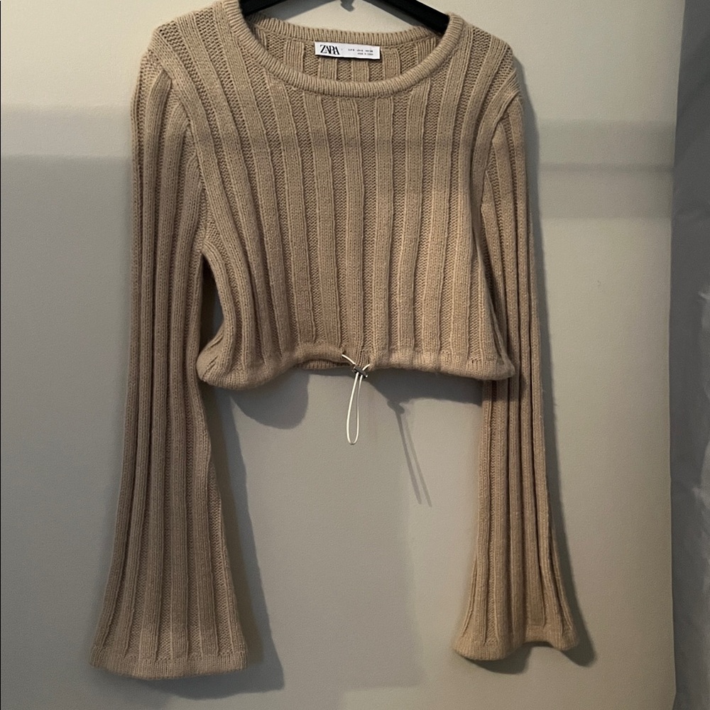 Zara Tan Ribbed Knit Top - Picture 3 of 3